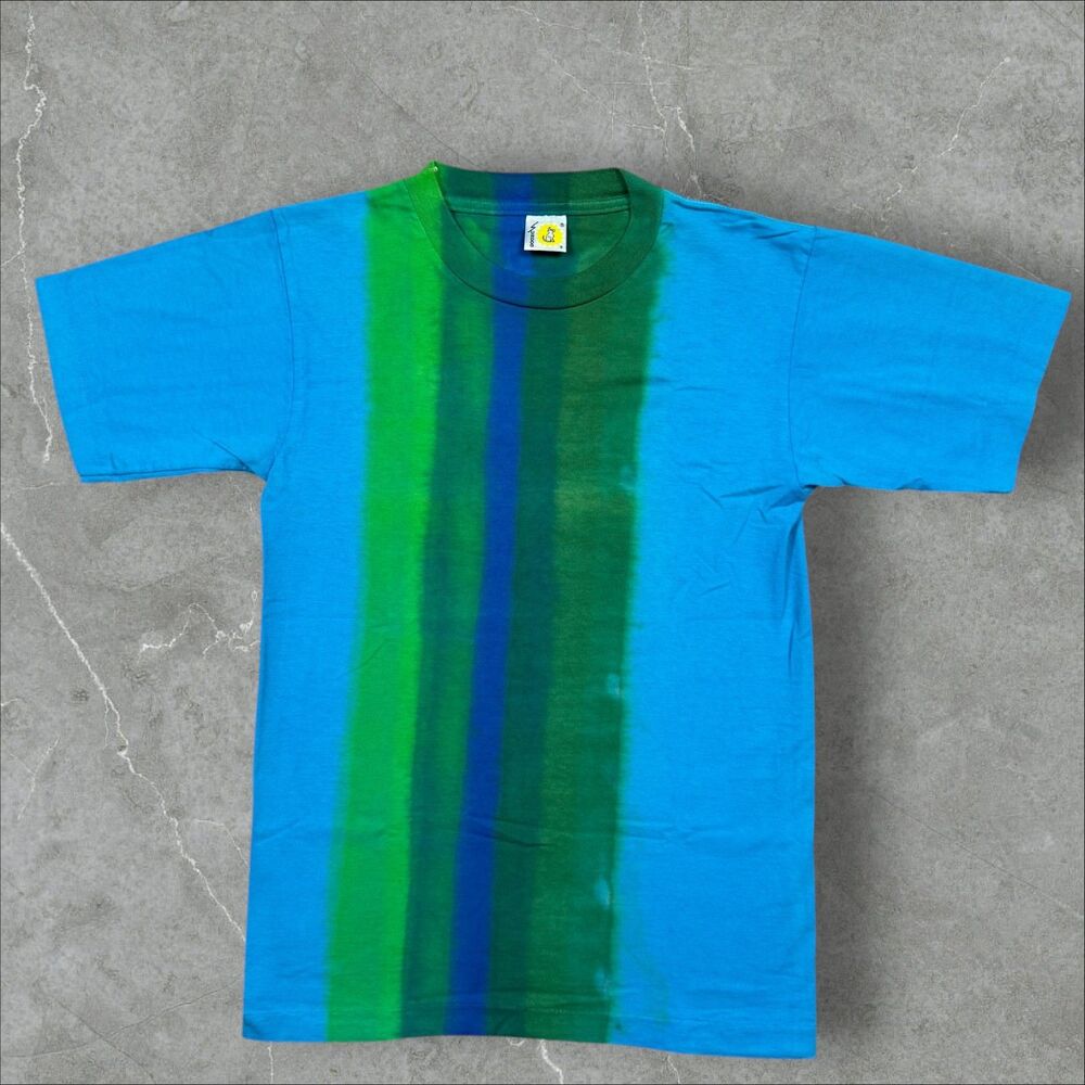 Vintage 90s Single Stitch Sundog Tie Dye Blank Blue Green T-Shirt EUC! - Small